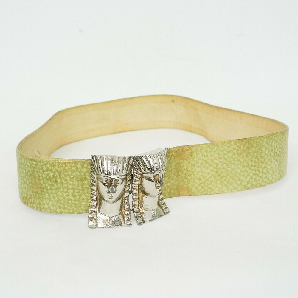 Vintage Pharaoh Buckle Leather Belt Egyptian